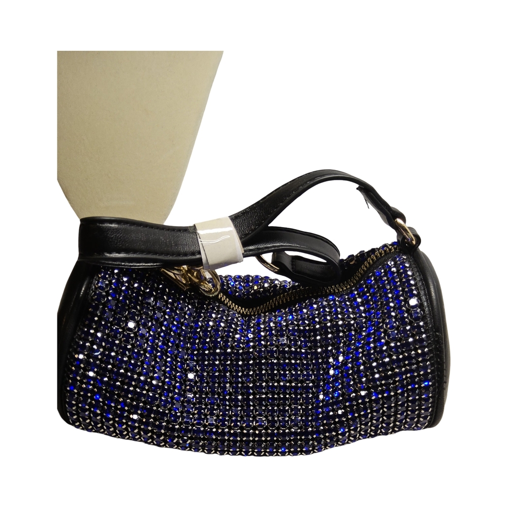 NWOT Blue and Black with Goldtone hardware Crossbody Bag with Structured Design - Picture 4 of 7